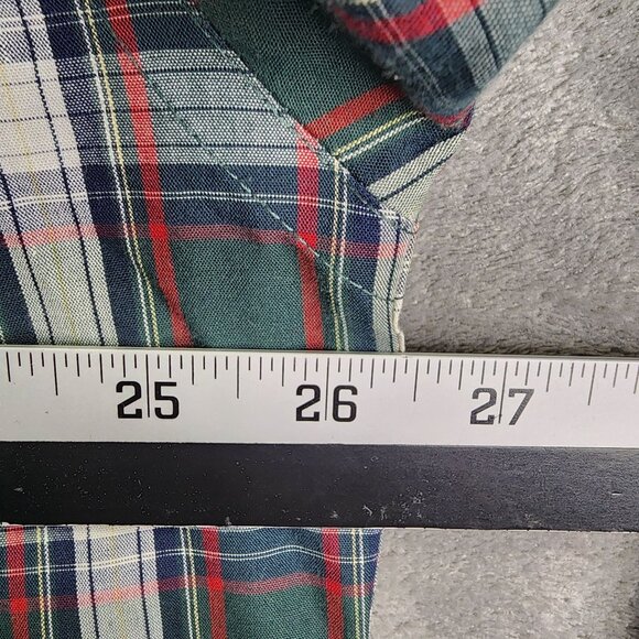Mens Roundtree & Yorke Shirt Green Blue Red Plaid Button Down Long Sleeve XLT - Picture 5 of 7